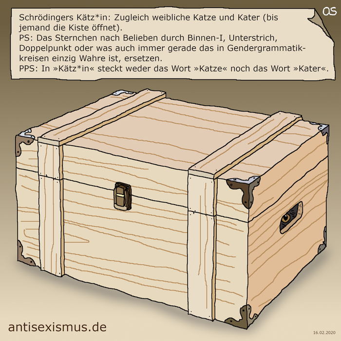 Schr�dingers K�tzin  (Cartoon)